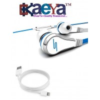 OkaeYa-ear Earphones with Mic/mute Ear Buds With Data Sync & Charging Cable For iPhone 5, 5S, 5C, 6 , 6S, 6 Plus, 7, 7 Plus, iPods & Tablets(combo )